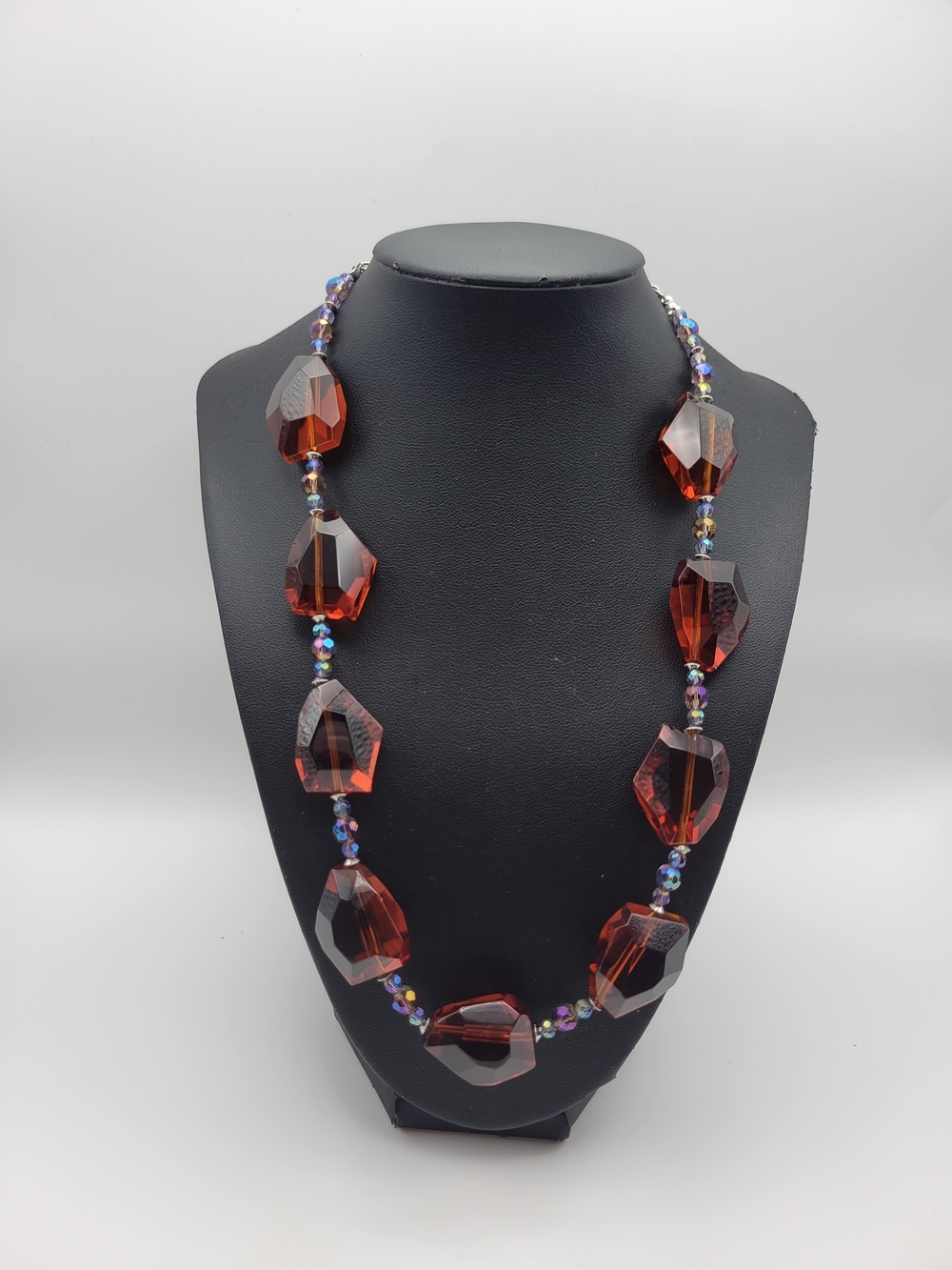 Faceted Amber Glass Bead Necklace - Women's Jewelry
